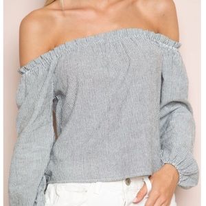 Brandy Melville Grey Pinstripe Theia Top